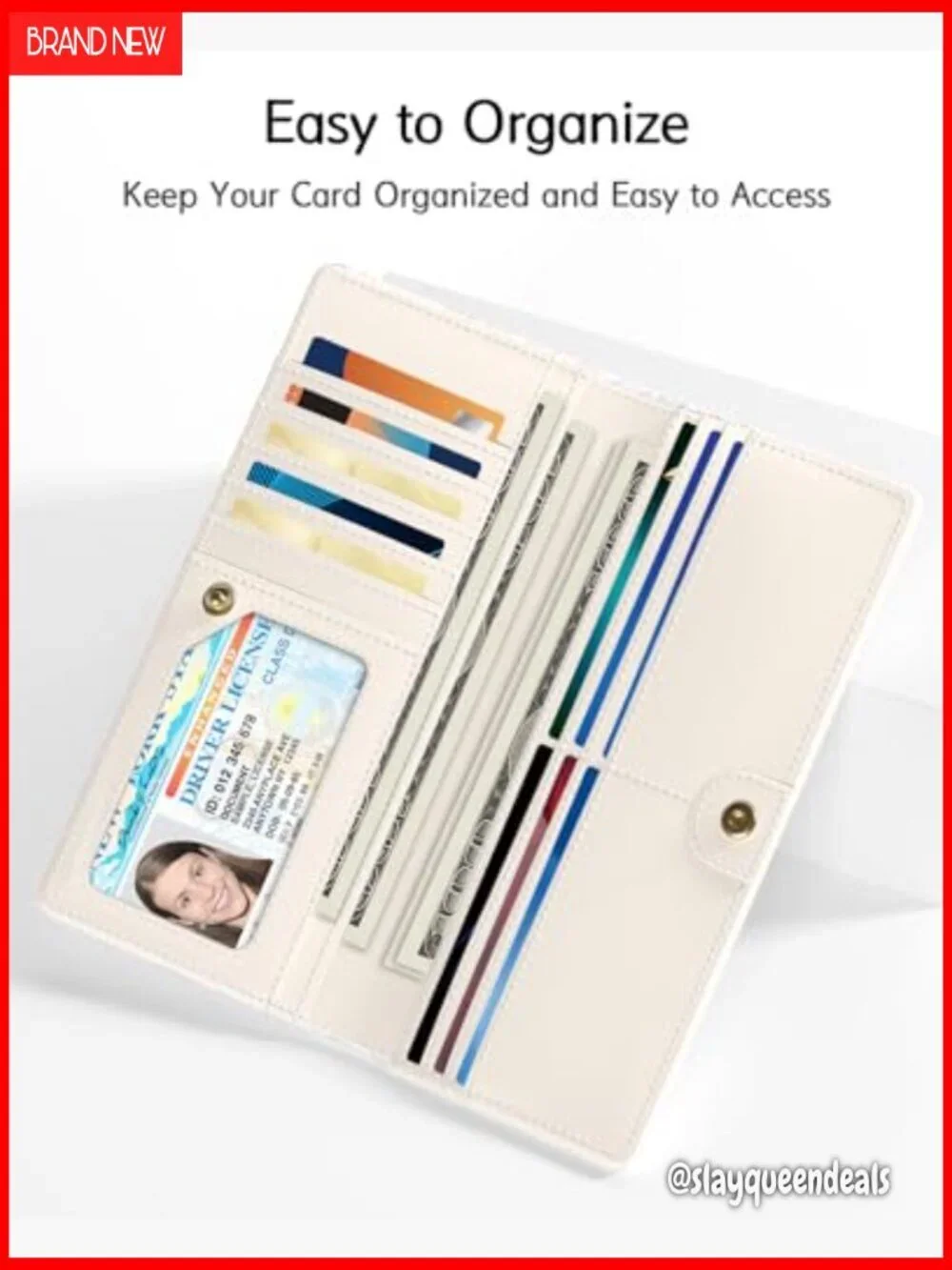 Slim RFID Wallet with 11 Card Slots & ID Window, PU Leather Bifold Clutch
